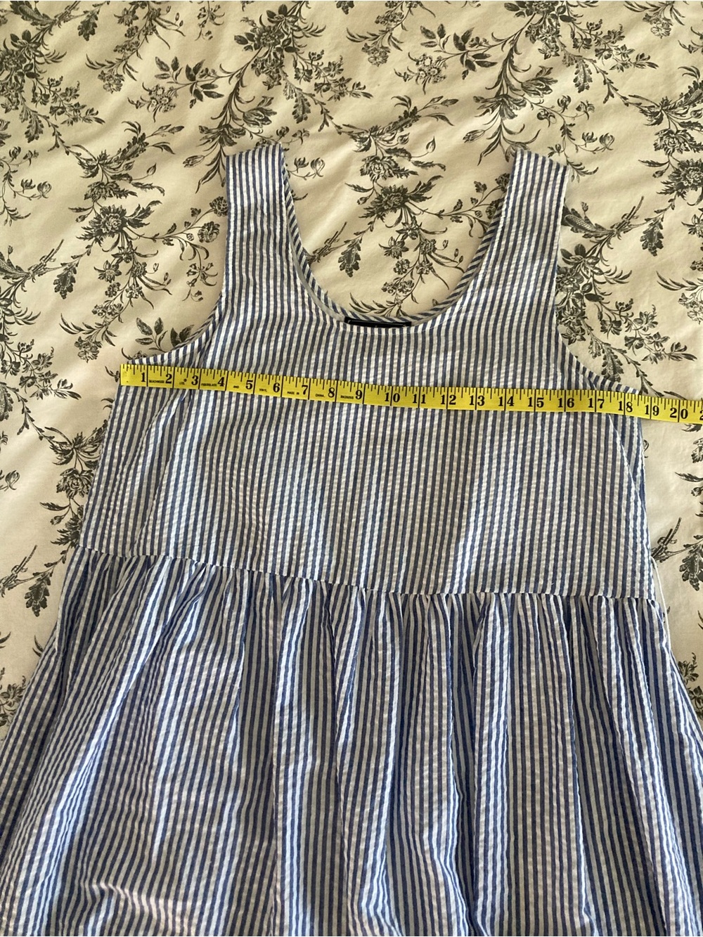 Kiel James Patrick / Seaside blue striped seersucker tiered Midi Sundress - Picture 8 of 14